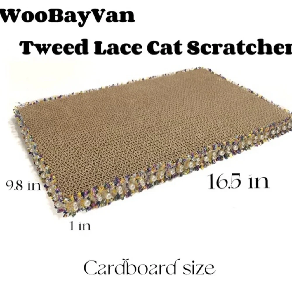 Cat Scratcher, Stylish Boho Lace with Pearl Large Cat Scratch Pad, 3PCS | New